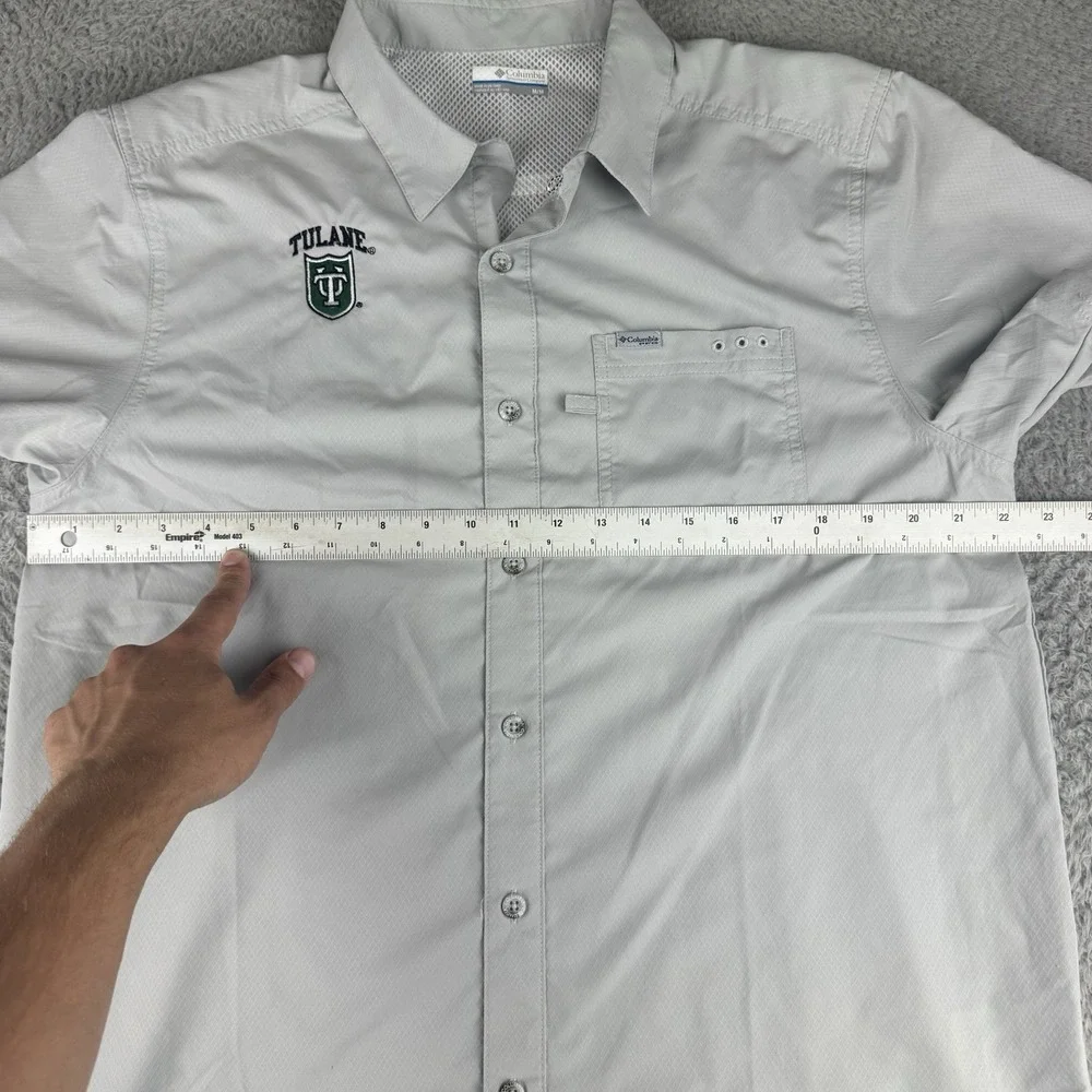 Columbia PFG Shirt Mens Medium Gray Omni-Shade Performance Fishing Tulane
